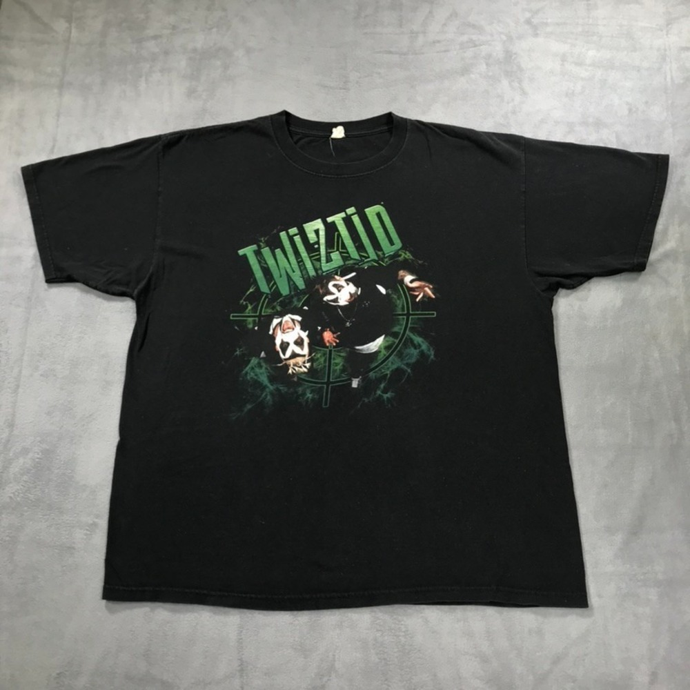 Vintage Twiztid Serial Killa T Shirt Mens 2XL Black Y2K ICP Anvil Graphic Tee